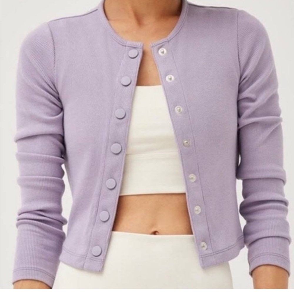 NWT Outdoor Voices Purple Grey Cardigan Size M
